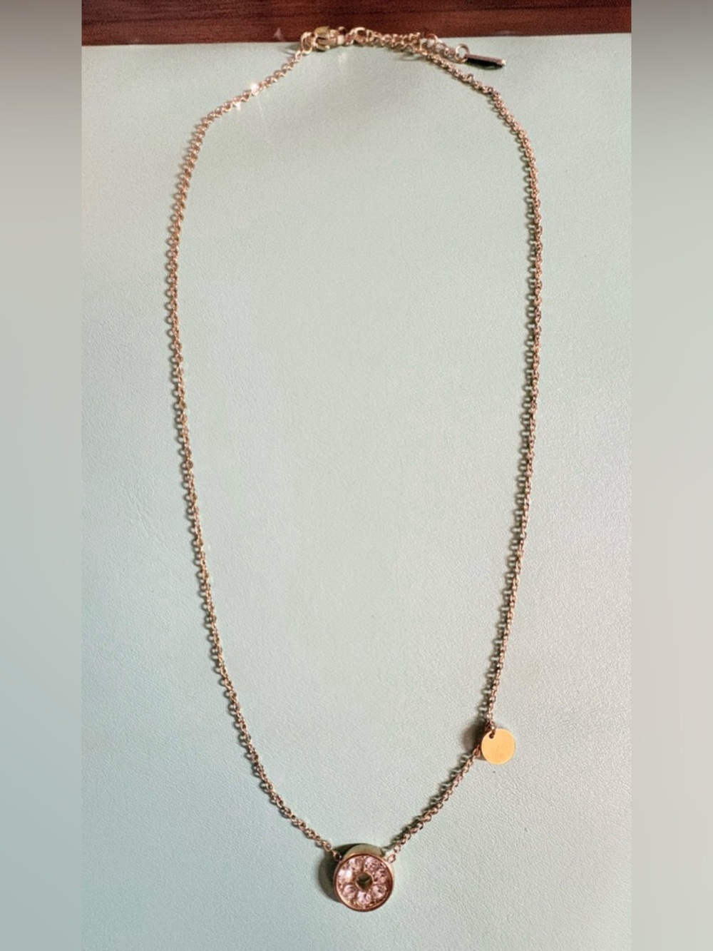 Delicate Gold Plated Stainless Steel Disc Pendant Necklace - Women Jewelry